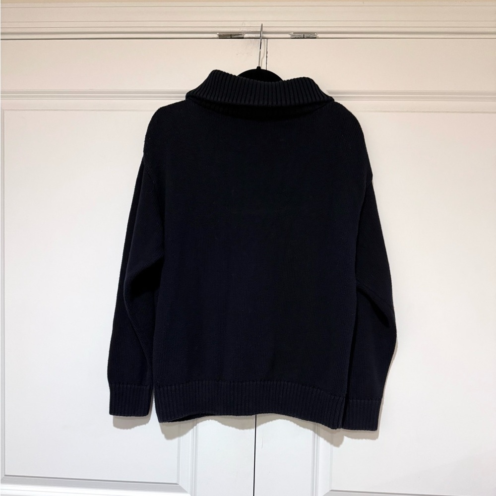 Zara Navy Zip-Front Ribbed Sweater - Picture 4 of 7